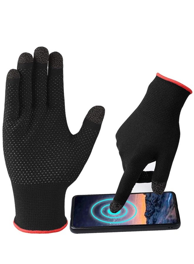 Game Gloves, Anti-Sweat Breathable, Touch Finger Gaming Glove for Highly Sensitive Nano-Silver Fiber Material, Dot Silica Gel Palm Non-Slip Design - Image 1