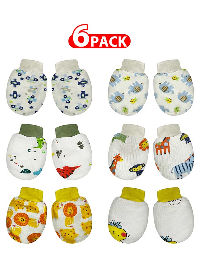 MARGOUN 6 Packs Newborn Baby Mittens Anti Scratch Baby Mittens No Scratch Mittens Baby Gloves for 0-6 Months Boys Girls Multicolour - Image 1