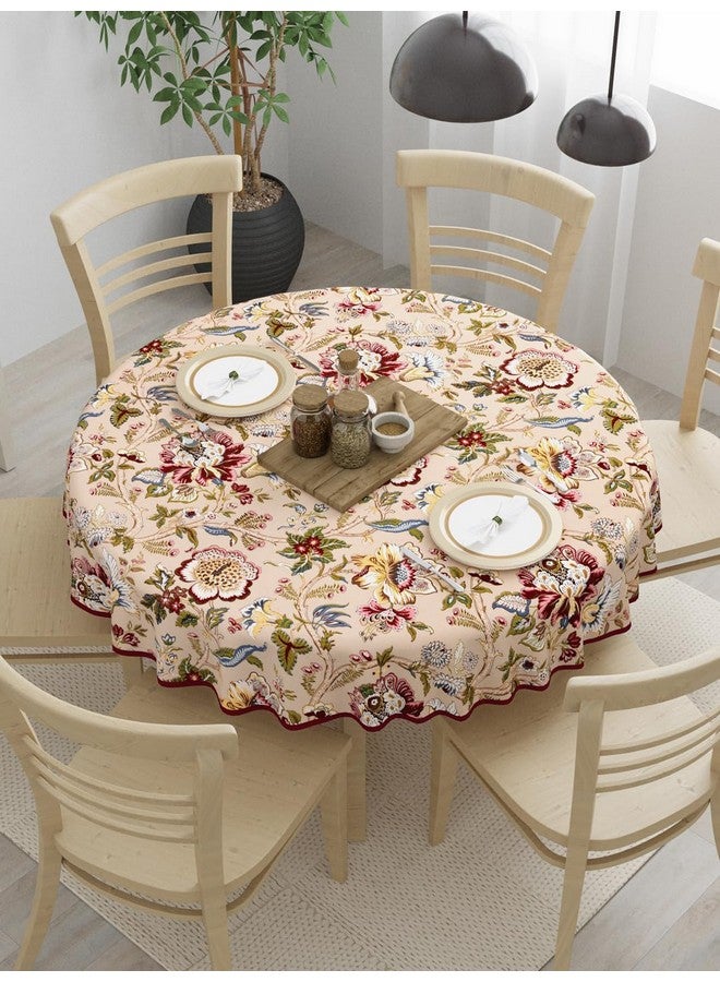 Clasiko 100% Cotton 6 Seater Round Table Cover; 72x72 Inches; Multicolor Flowers - Image 1