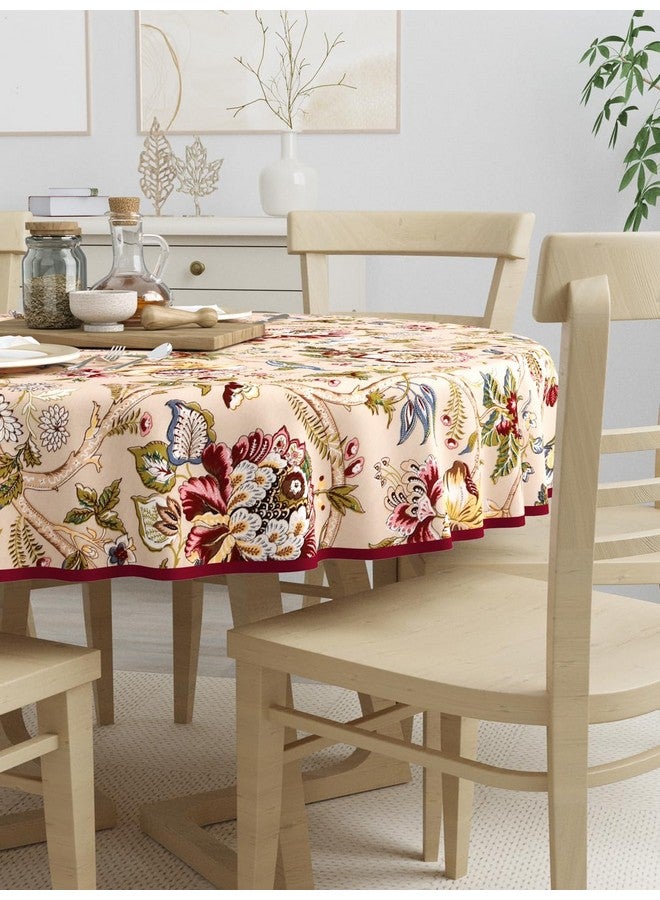 Clasiko 100% Cotton 6 Seater Round Table Cover; 72x72 Inches; Multicolor Flowers - Image 3