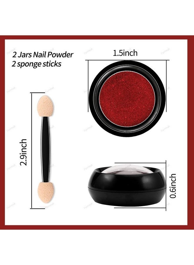 Furimuk 2 Boxes Red Chrome Nail Powder 3D Mirror Effect Aurora Magic Metallic Dust Holographic Glitter Glazed Manicure Decoration Reflective Pigment For Nails Art Design - Image 2