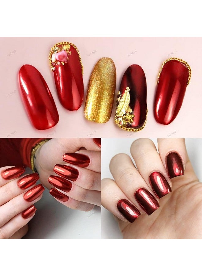 Furimuk 2 Boxes Red Chrome Nail Powder 3D Mirror Effect Aurora Magic Metallic Dust Holographic Glitter Glazed Manicure Decoration Reflective Pigment For Nails Art Design - Image 5