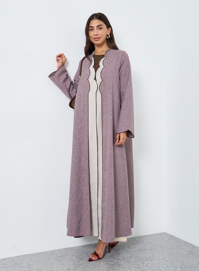 ستايلي عباية مفتوحة من الأمام مزينة بنمط صدف - Image 1