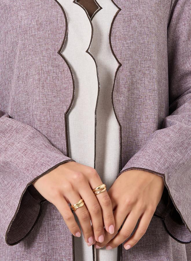 ستايلي عباية مفتوحة من الأمام مزينة بنمط صدف - Image 3