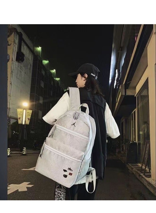 Jordan Fitness 【School season】Classic Logo New Ice Crack Large Capacity Zipper Backpack School Bag Student Backpack Classic Backpack Laptop Backpack Colorful Backpack - Image 3