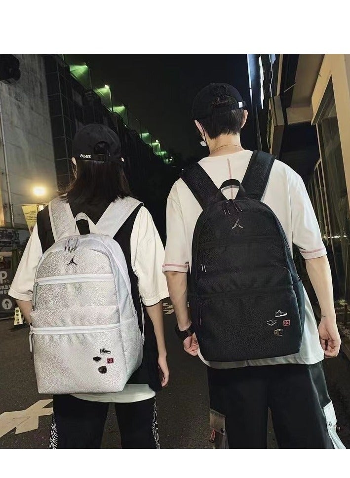 Jordan Fitness 【School season】Classic Logo New Ice Crack Large Capacity Zipper Backpack School Bag Student Backpack Classic Backpack Laptop Backpack Colorful Backpack - Image 4