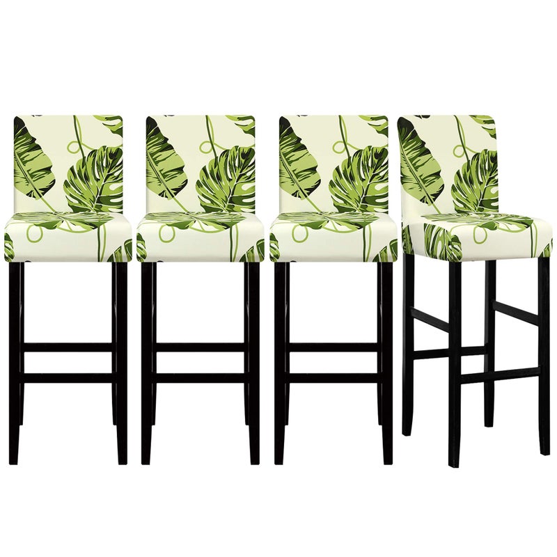 Lellen Jacquard Bar Chair Stool Cover  4 Pack Stretch Bar Stool Covers with Backs Barstool Slipcovers Bar Stool Chair Covers Chair Slipcover Pattern for Short Swivel Dining Chair Counter Height Side Chairs 