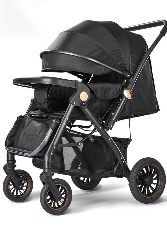 هيبوبي عربة أطفال فاخرة متعددة الوظائف قابلة للطي ومحمولة بمقبض قابل للعكس وزنبركات مضادة للصدمات. - Image 1