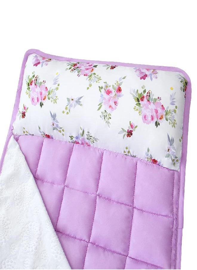 Moonsea Toddler Nap Mat for Girls Floral, Warm Kids Sleeping Mat with Removable Pillow and Fleece Minky Blanket, Lightweight Perfect for Kids Preschool, Daycare, Travel Sleeping Bag, Fit Standard Cot  - Image 2