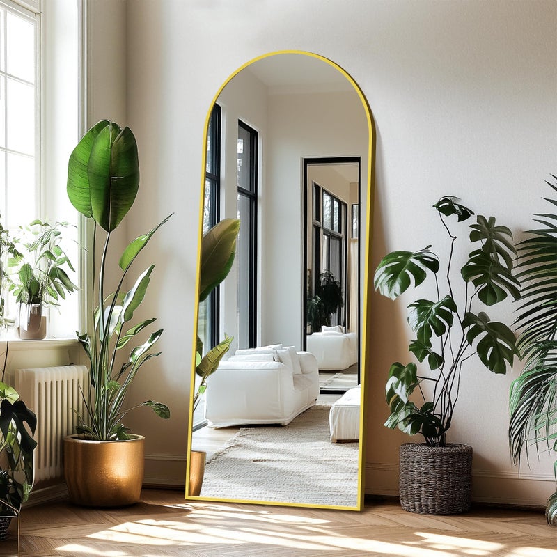 Delma Full Length Mirror, Large Floor Mirror for Wall, Bedroom, Bathroom, Living Room with Aluminium Frame (Stand, Arch 56x15-Gold) - Image 3
