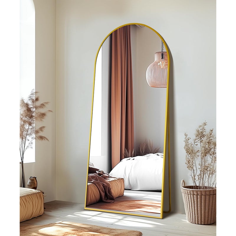 Delma Full Length Mirror, Large Floor Mirror for Wall, Bedroom, Bathroom, Living Room with Aluminium Frame (Stand, Arch 56x15-Gold) - Image 2