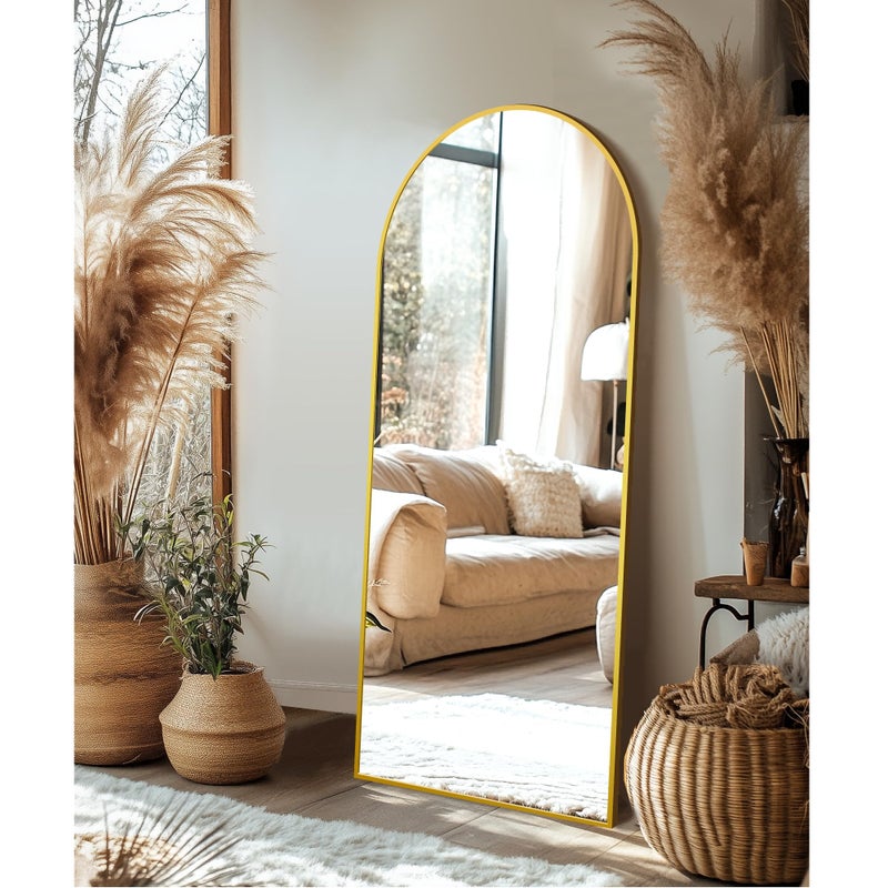 Delma Full Length Mirror, Large Floor Mirror for Wall, Bedroom, Bathroom, Living Room with Aluminium Frame (Stand, Arch 56x15-Gold) - Image 5
