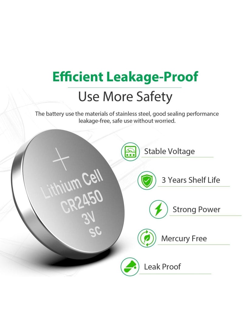CR2450 3V Battery - 1 Piece | High-density lithium battery for long-lasting performance - Ideal for watches, sensors, toys, and controllers