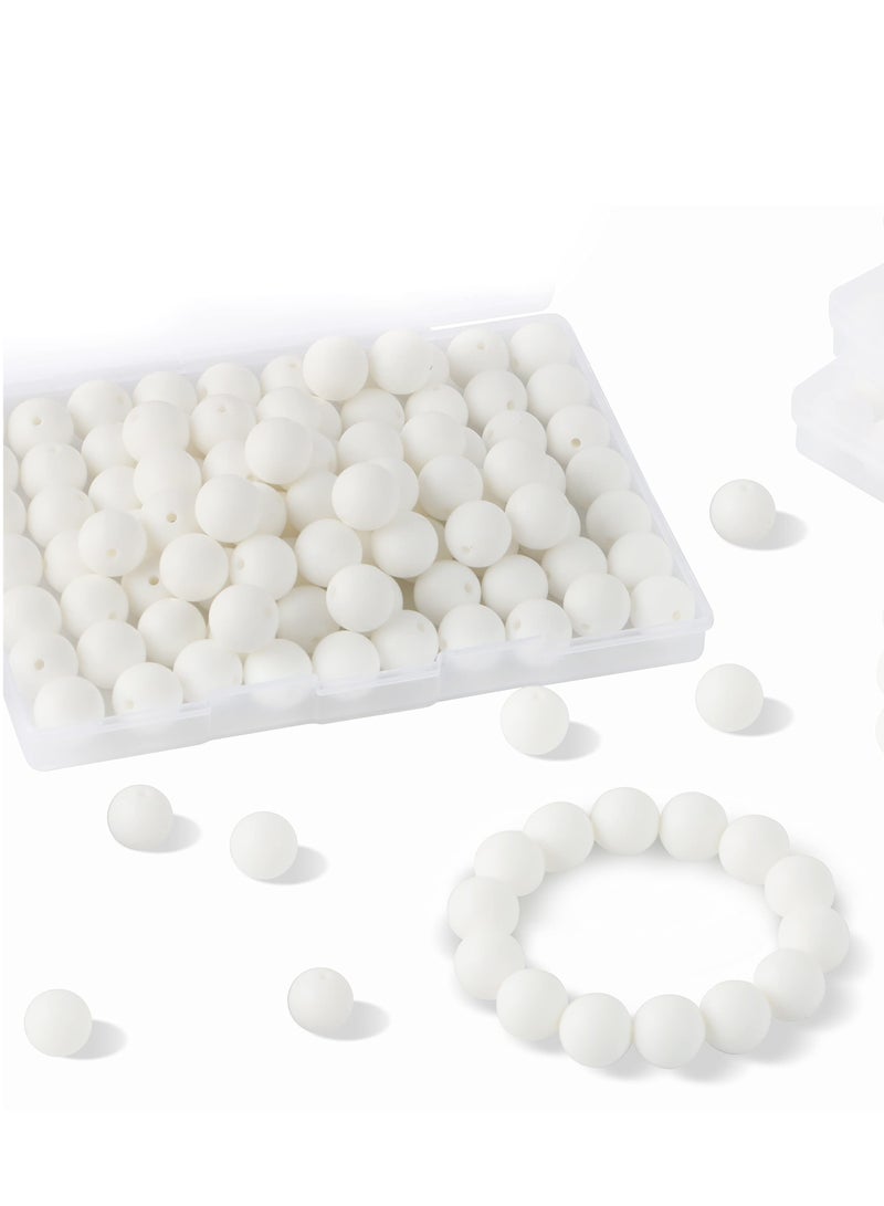 SOLARAE 100Pcs Silicone Beads 15mm White Silicone Beads Bulk for Keychain, Pens, Necklace, Bracelet - Safe, Durable, Easy to Clean - Image 1