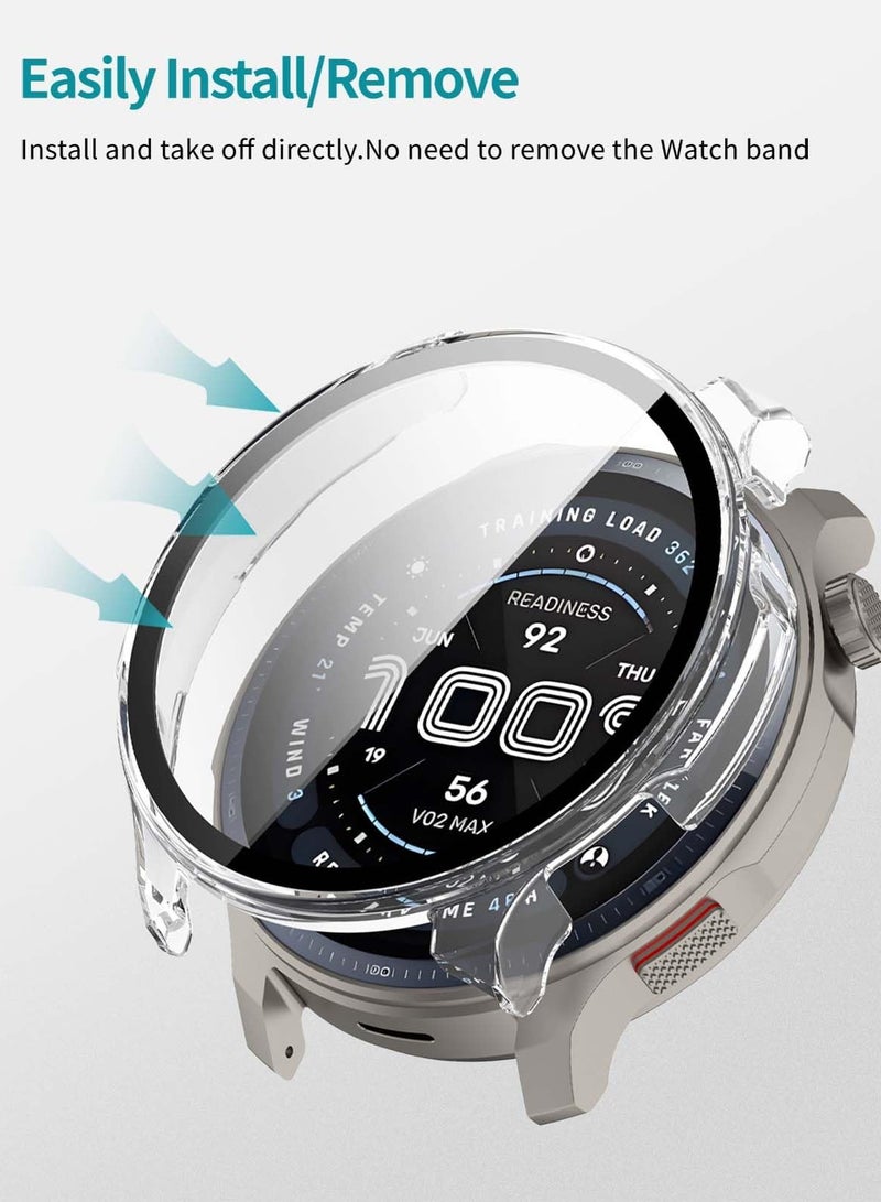 Case for Amazfit Balance 2 Protective Cover Smart Watch,Built-in 9H Tempered Glass Film, Hard PC,Easy to Install,Screen Protector for Amazfit Balance 2 Smartwatch Accessory (Clear) - Image 4