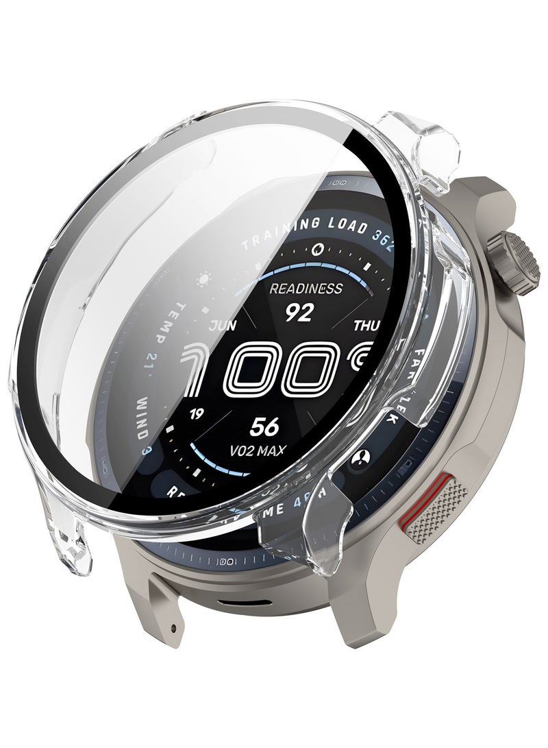 Case for Amazfit Balance 2 Protective Cover Smart Watch,Built-in 9H Tempered Glass Film, Hard PC,Easy to Install,Screen Protector for Amazfit Balance 2 Smartwatch Accessory (Clear) - Image 1