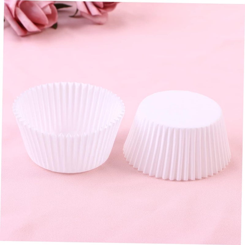 Garneck 100 Pcs White Paper Baking Cups Cupcake Liners Muffin Cases Stackable Food Grade for Wedding Birthday Shower Party Favors - Image 3