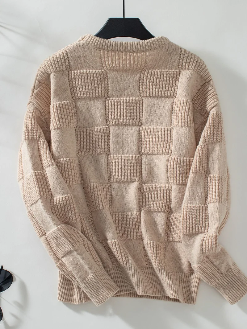 OUTZIDR  Beige Full Sleeves Textured Sweaters  | Best Price UAE