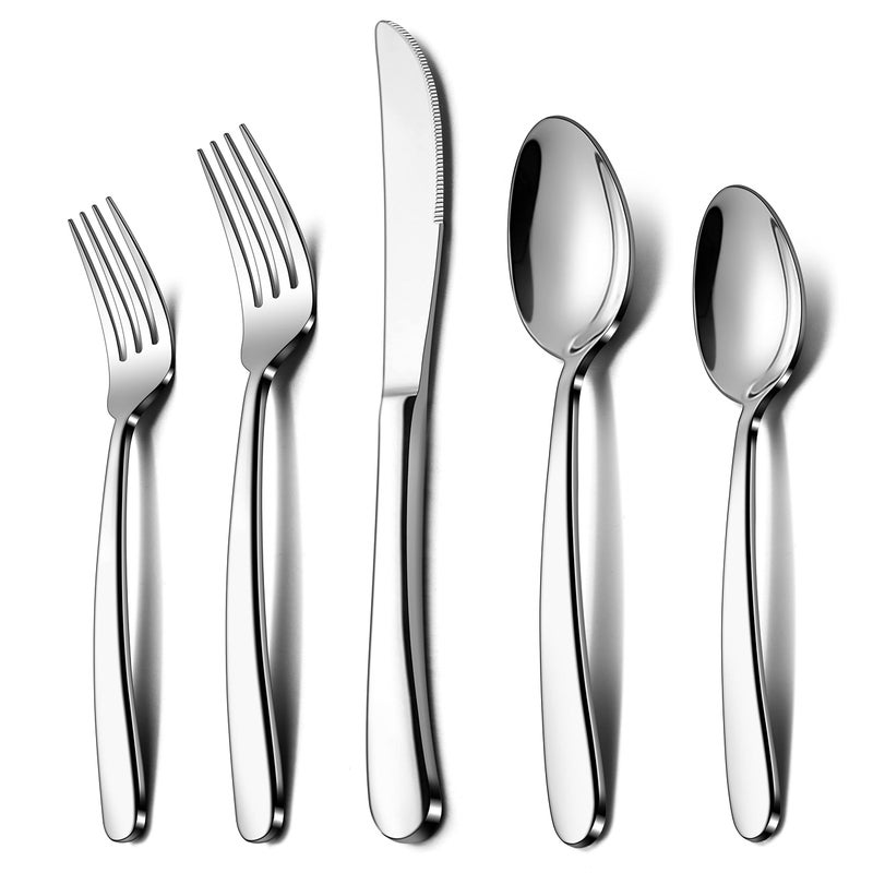 LIANYU 40Piece Heavy Duty Silverware Set Stainless Steel Flatware Cutlery Set for 8 Heavy Weight Eating Utensils for Home Restaurant Wedding Dishwasher Safe Mirror Polished