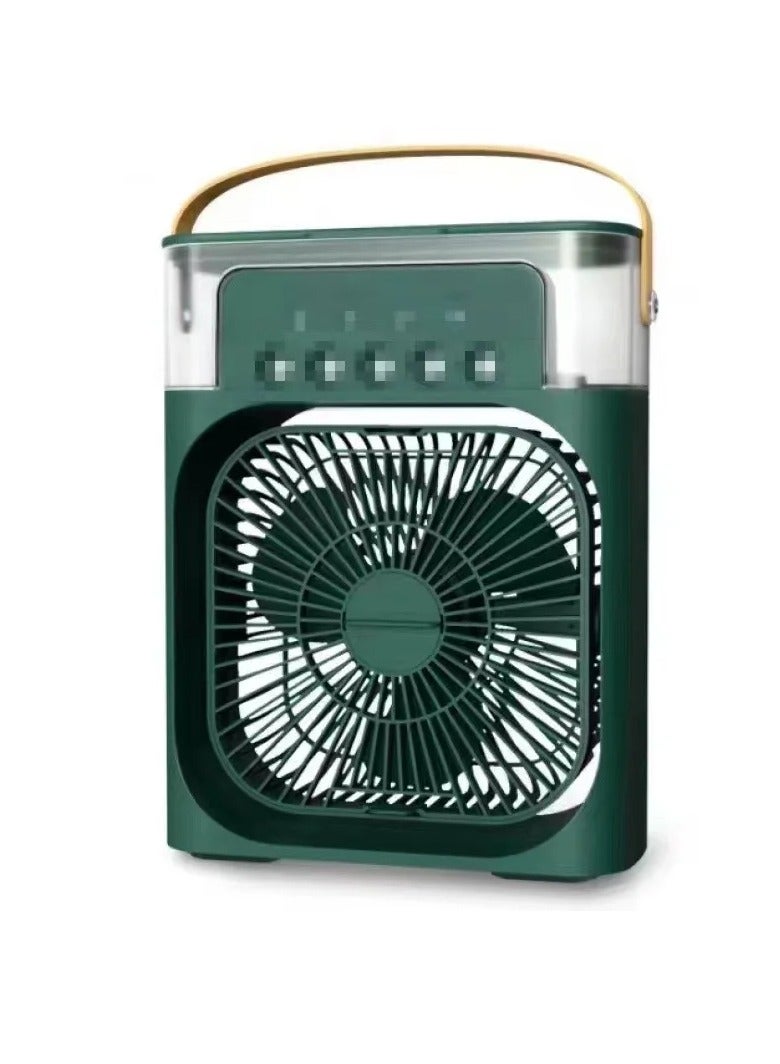 AROAQ USB Electric Fan, Rechargeable Portable Air Conditioner Fan, Mini Humidifier Misting Fan With 7 Colors LED Light,  Evaporative Air Cooler With 3 Wind Speed And 3 Spray Modes For Office,home, (Green)  - Image 1