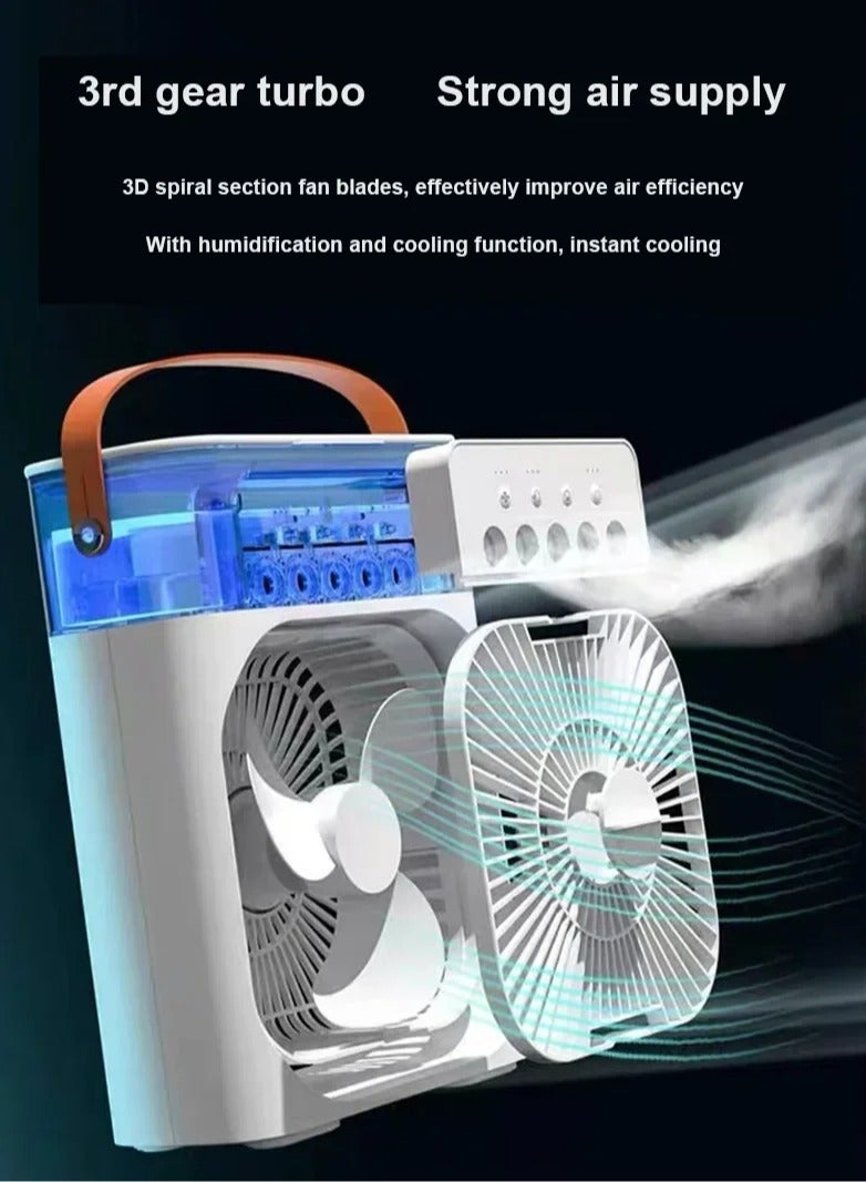 AROAQ USB Electric Fan, Rechargeable Portable Air Conditioner Fan, Mini Humidifier Misting Fan With 7 Colors LED Light,  Evaporative Air Cooler With 3 Wind Speed And 3 Spray Modes For Office,home, (Green)  - Image 4