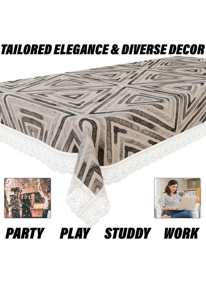 Kuber Industries Dining Table Cover | PVC Table Cloth Cover | 8 Seater Table Cloth | Triangle Table Cover | Table Protector | Table Cover for Dining Table | 60x108 Inch | DTC | Gray