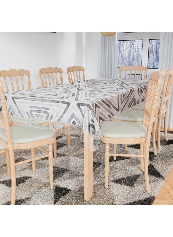 Kuber Industries Dining Table Cover | PVC Table Cloth Cover | 8 Seater Table Cloth | Triangle Table Cover | Table Protector | Table Cover for Dining Table | 60x108 Inch | DTC | Gray