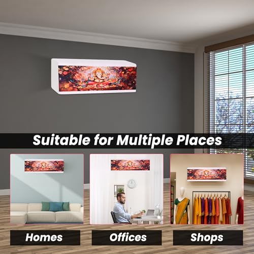 Da Anushi Printed Split Ac Cover Indoor Unit For 1.5 Ton Capacity AC, Inner Unit Ac Cover, All Weather Cover/Attractive Digital Prints/Dustproof/Silken water-resistant Split Ac Cover (Multi Red) - Image 2