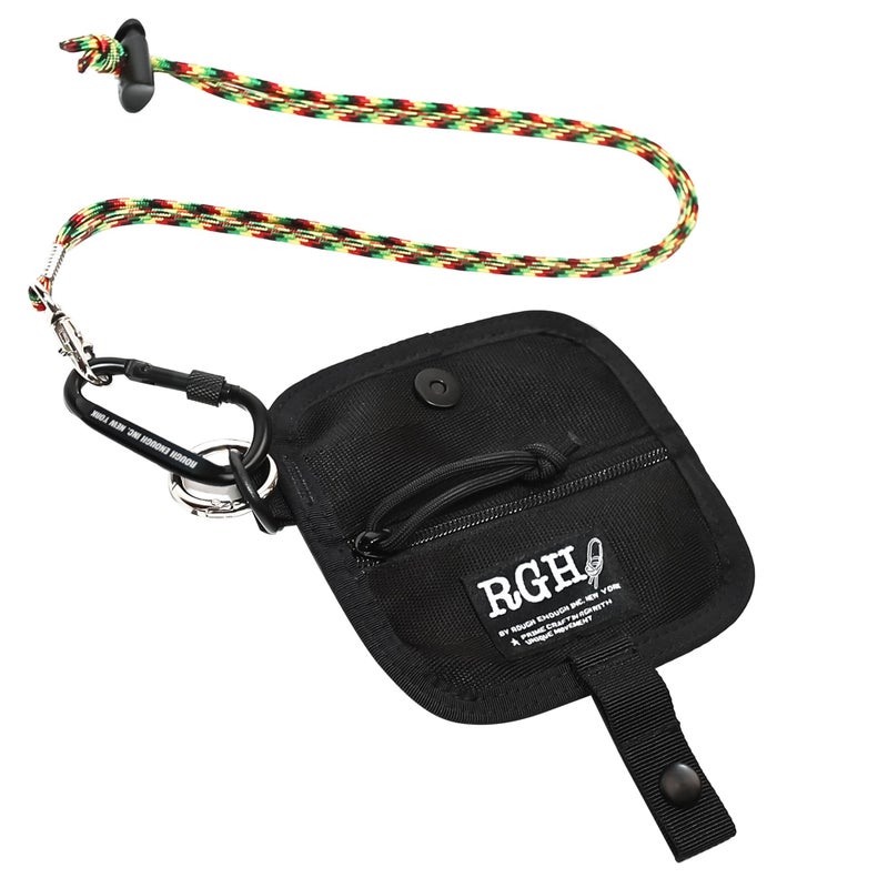 RE ROUGH ENOUGH Rough Enough Key FOB Holder Case Keychain Pouch with Lanyard Zipper Pocket for Coins Travel Black Nylon - Image 1