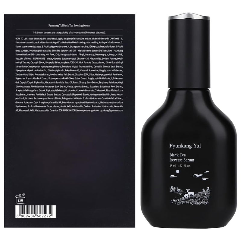Pyunkang Yul PKY Black Tea Boosting Serum for Anti-aging, Condensed Nutrition for Fine Line Care with Kombucha, Ginseng Fruit Extract, Zero-Irritation, Korean Skincare (1.52 Fl. Oz, 45ml) - Image 2