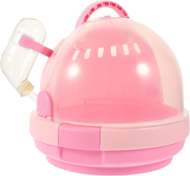 GALPADA Portable Hamster Cage with Handle, Pink Handheld Small Pet Carrier for Outdoor Travel, Lightweight Travel Cage for Hamsters and Small Animals - Image 1