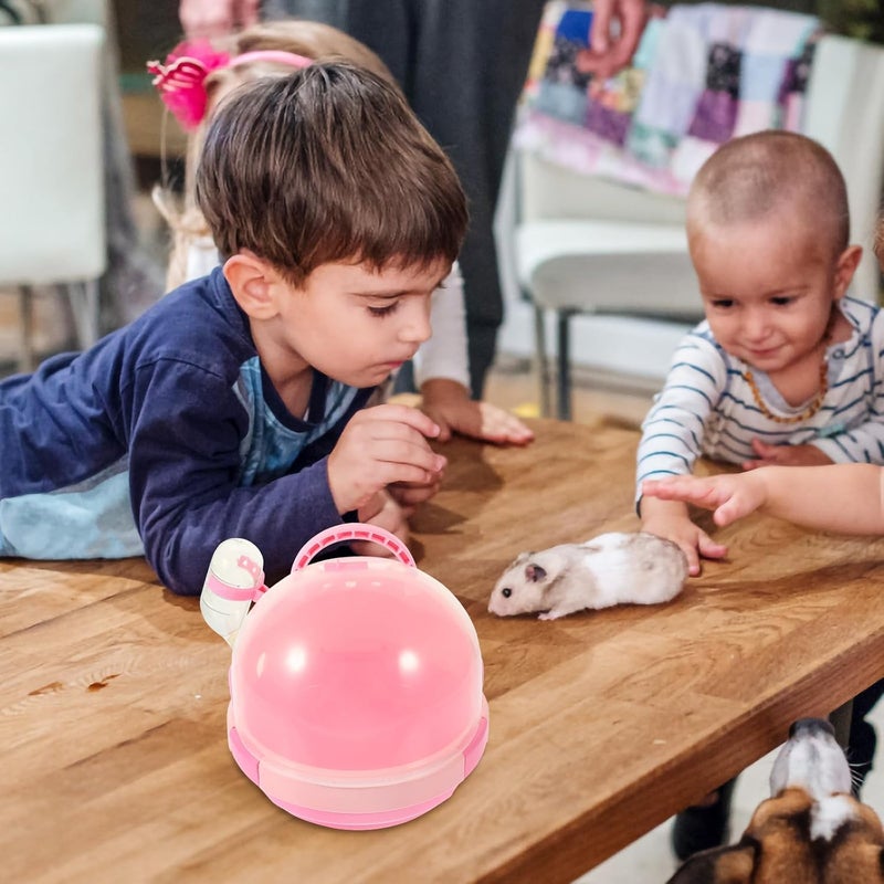 GALPADA Portable Hamster Cage with Handle, Pink Handheld Small Pet Carrier for Outdoor Travel, Lightweight Travel Cage for Hamsters and Small Animals - Image 5