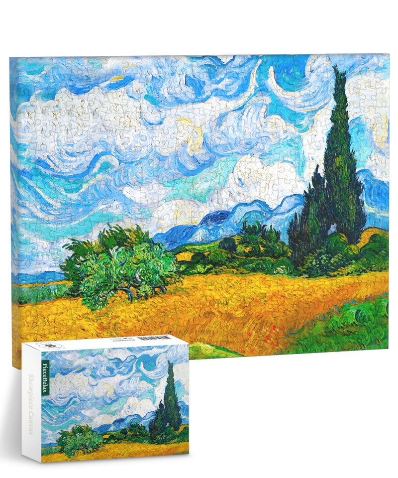 PieceRelax Puzzle Canvas Wall Art 366 Plastic Pieces for Adults Vincent Van Gogh Wheat Field with Cypresses Unique Gift Home Dcor with Jigsaw Puzzle Artwork for Living Room Bedroom HN1307 - Image 2