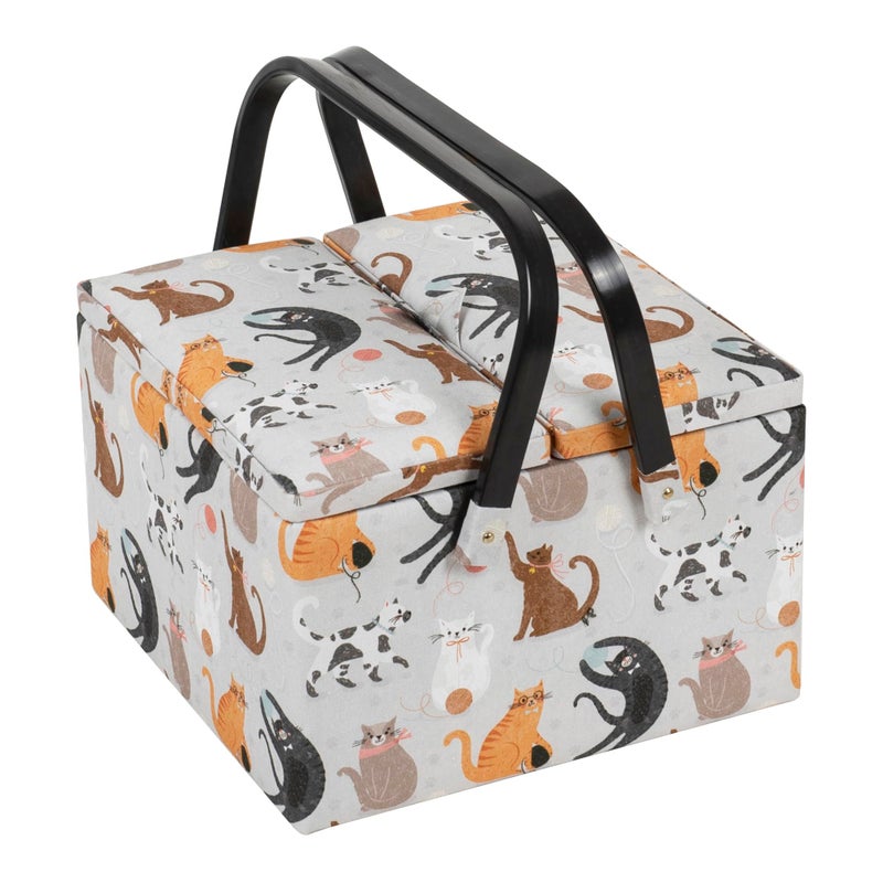Hobby Gift Large Twin Lid Sewing Box Craft Storage Box with Handle Internal Tray Pin Cushion and Pockets for Sewing Knitting and Hobby Supplies - Image 1