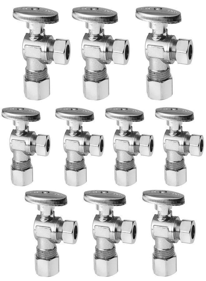 GUOFIS 10 Pack Angle Stop Valve,1/4 Turn Water Shut Off Valves,1/2" Nominal (5/8" OD) Compression Inlet x 3/8" OD Compression Outlet Shut-off Valve Plumbing(VALVE116-10Pack) - Image 1