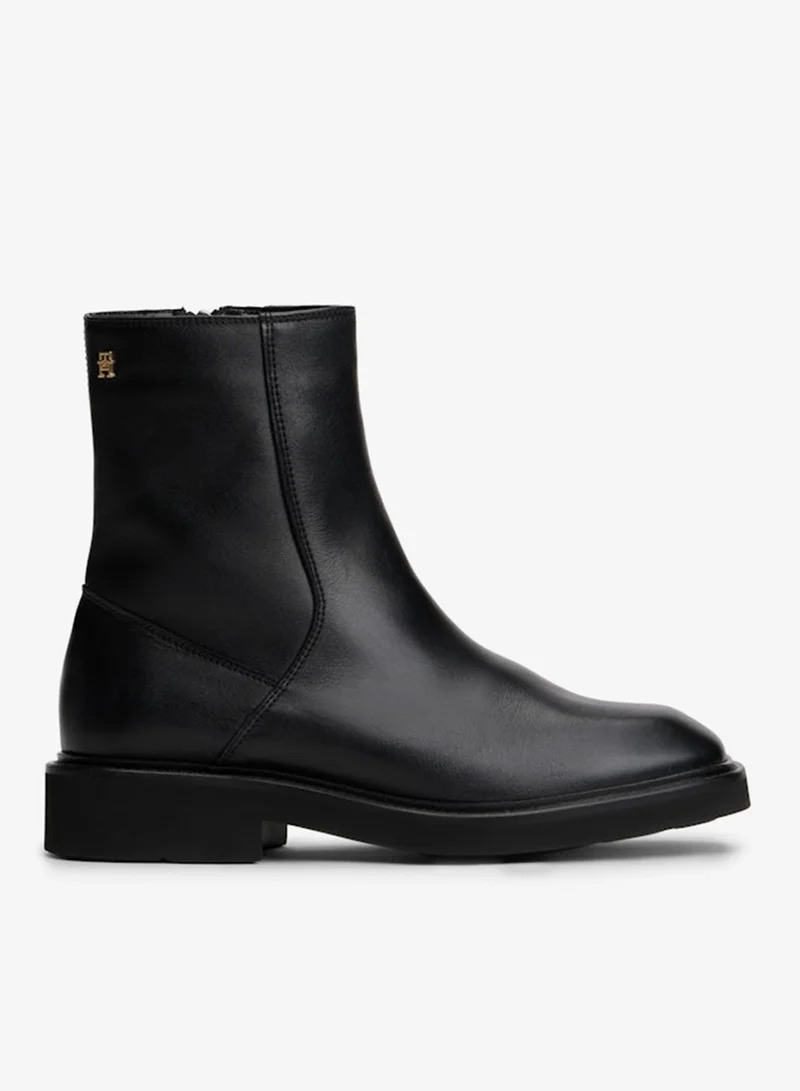 Square Toe Leather Bootie