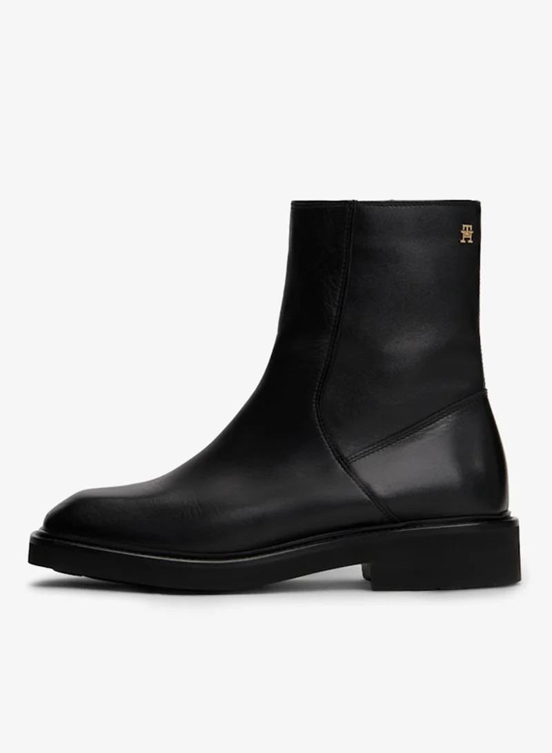 TOMMY HILFIGER Square Toe Leather Bootie