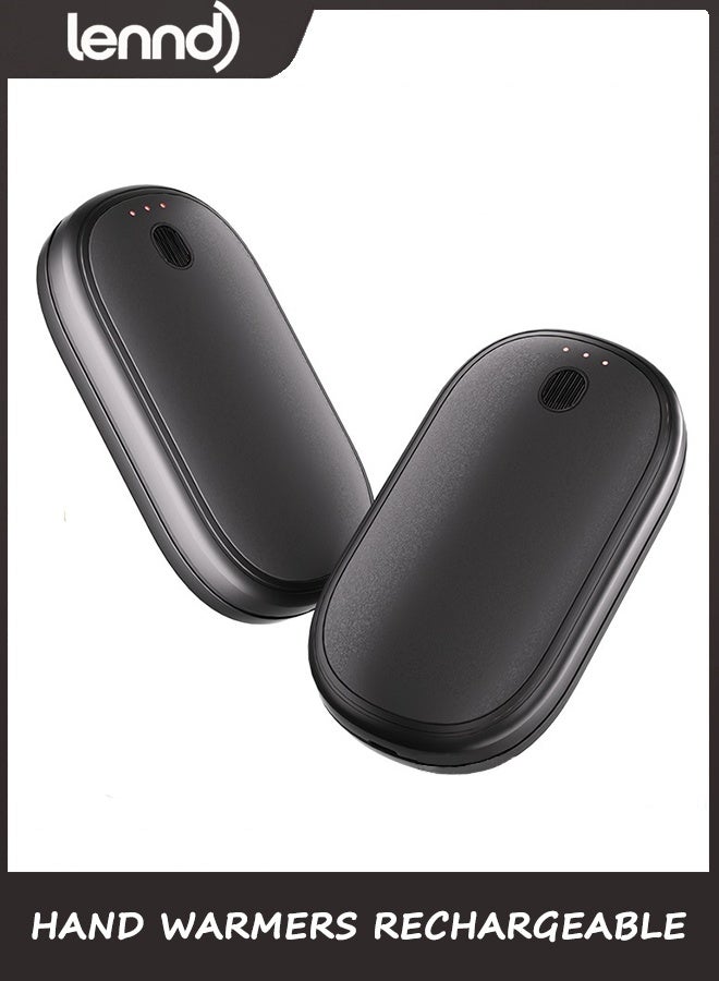 LENND 2 Pack Hand Warmers Rechargeable, Portable Electric Hand Warmers Reusable, USB 2 in 1 Handwarmers, Outdoor/Indoor/Warm Gifts for Men Women Kids - Image 1