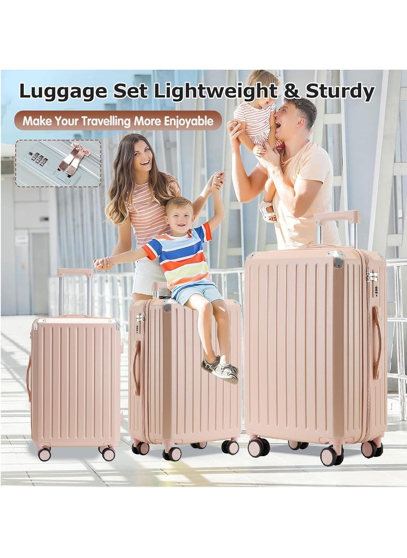 ZUIHAO ZUIHAO Luggage Sets 3 Piece with Spinner Wheels Lightweight Durable Carry On Cabin Travel Suitcase with TSA Lock Hard Shell ABS+PC 20/24/28in Pink  - Image 2
