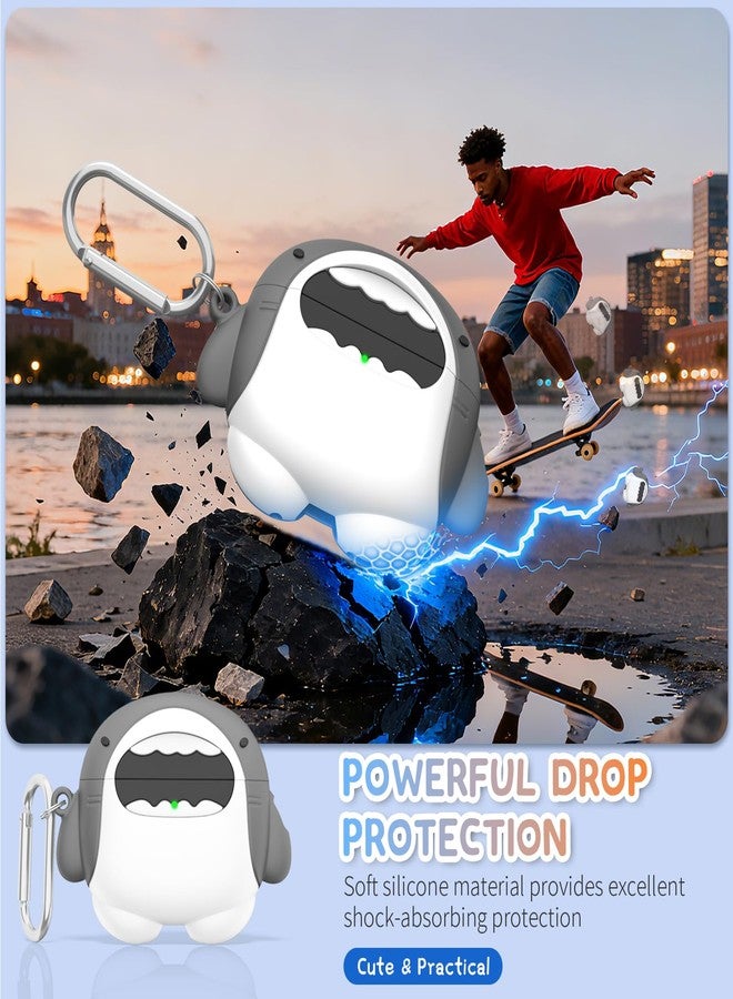 غطاء مرح لسماعات AirPods Pro 3 بتصميم لطيف (2025)، غطاء ثلاثي الأبعاد من السيليكون الناعم المقاوم للصدمات لحماية سماعات AirPods Pro من الجيل الثالث، مزود بحلقة تعليق ومجموعة تنظيف (على شكل سمكة قرش). - Image 3