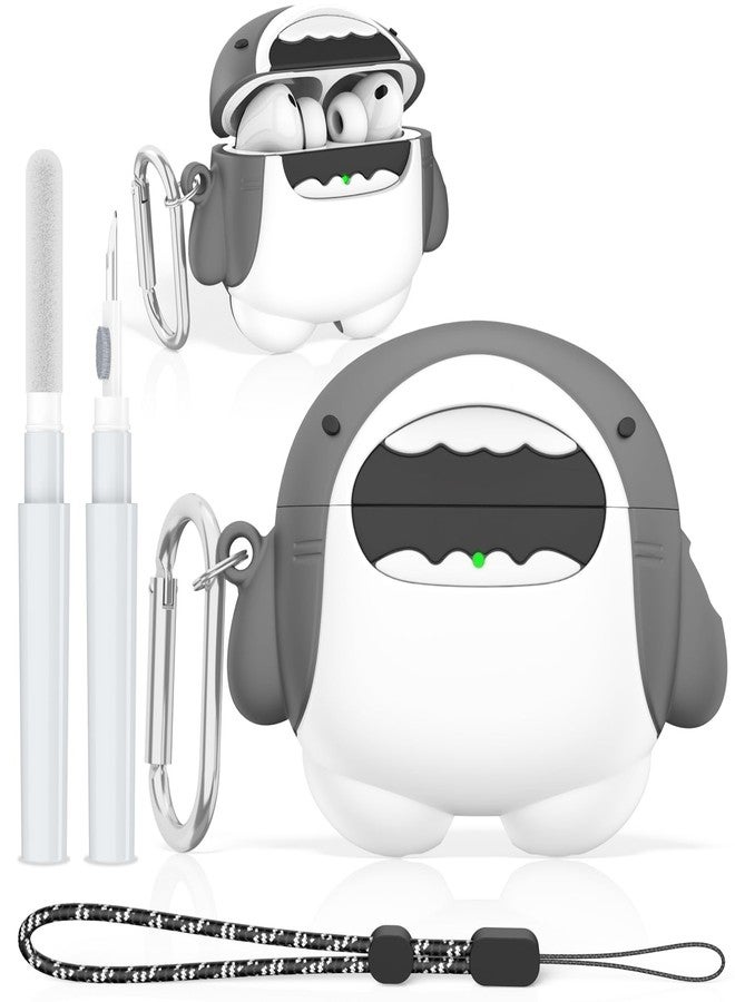غطاء مرح لسماعات AirPods Pro 3 بتصميم لطيف (2025)، غطاء ثلاثي الأبعاد من السيليكون الناعم المقاوم للصدمات لحماية سماعات AirPods Pro من الجيل الثالث، مزود بحلقة تعليق ومجموعة تنظيف (على شكل سمكة قرش). - Image 1