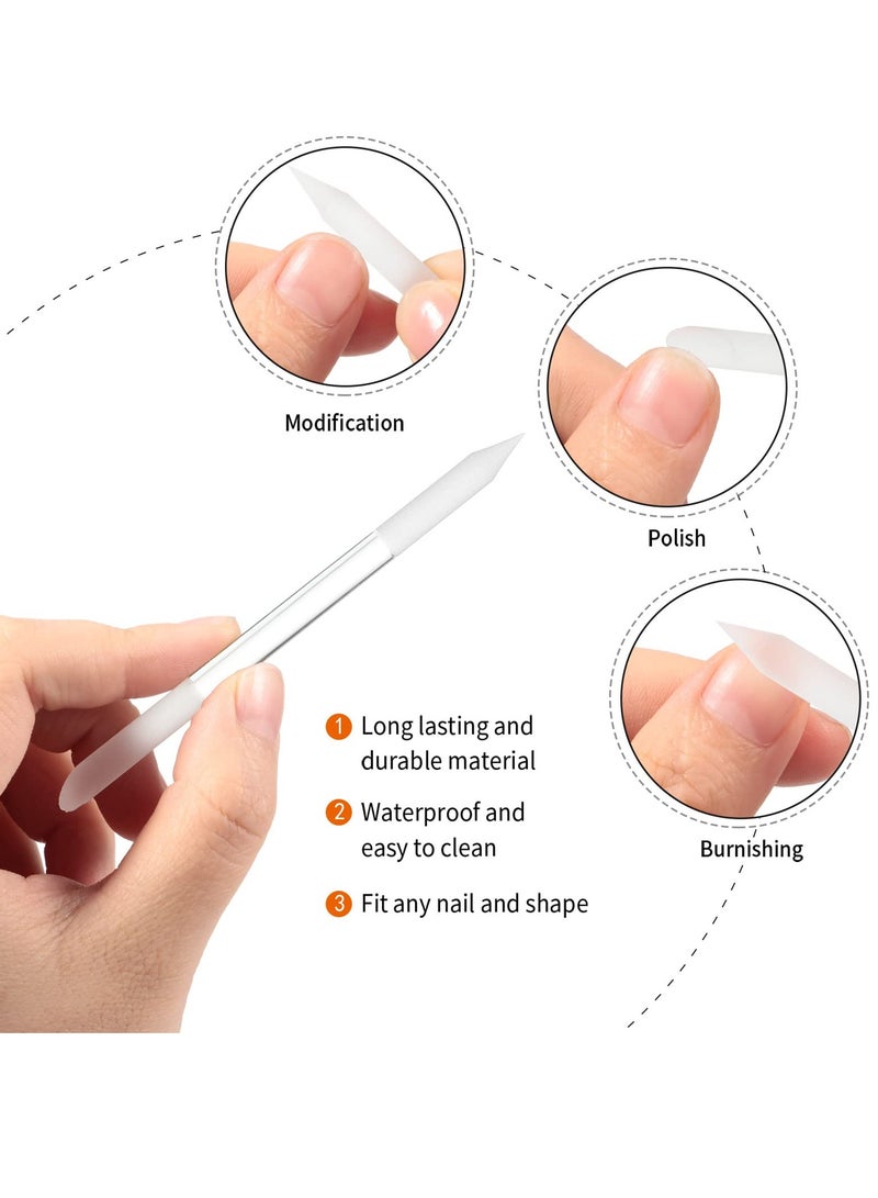 SYOSI 3Pcs Glass Nail Files, Dual-ended Nail File Cuticle Remover Pedicure Tools for Nails and Cuticles Care Nail Tools (Pink, Blue, Transparent) - Image 2