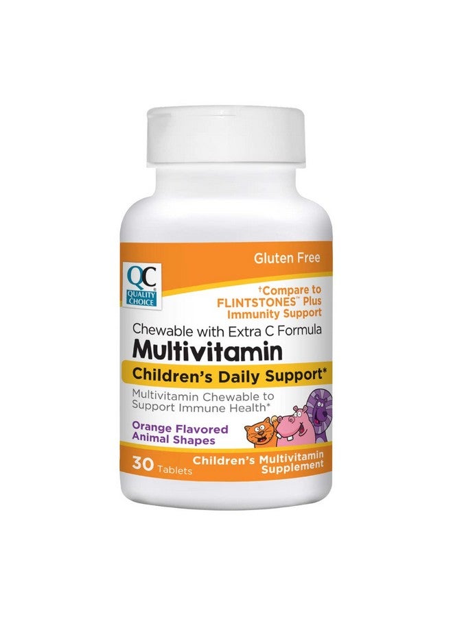Quality Choice Quality Choice, Chewable Animal Shaped Children's Multivitamin with Extra Vitamin C, Children's Daily Support Orange Flavored Multivitamin Immune Health Supplement, 30 Count Bottle - Image 1