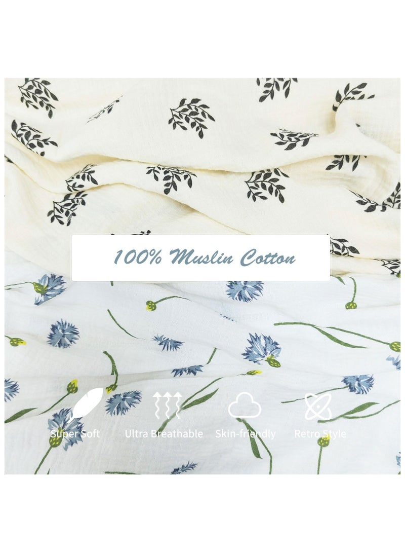 انسولار بطانية أطفال موسلين 1.2×1م، بطانية قماط بوهيمية مع شراشيب لديكور غرفة الأطفال والرضاعة (أزرق دانديليون) - Image 3
