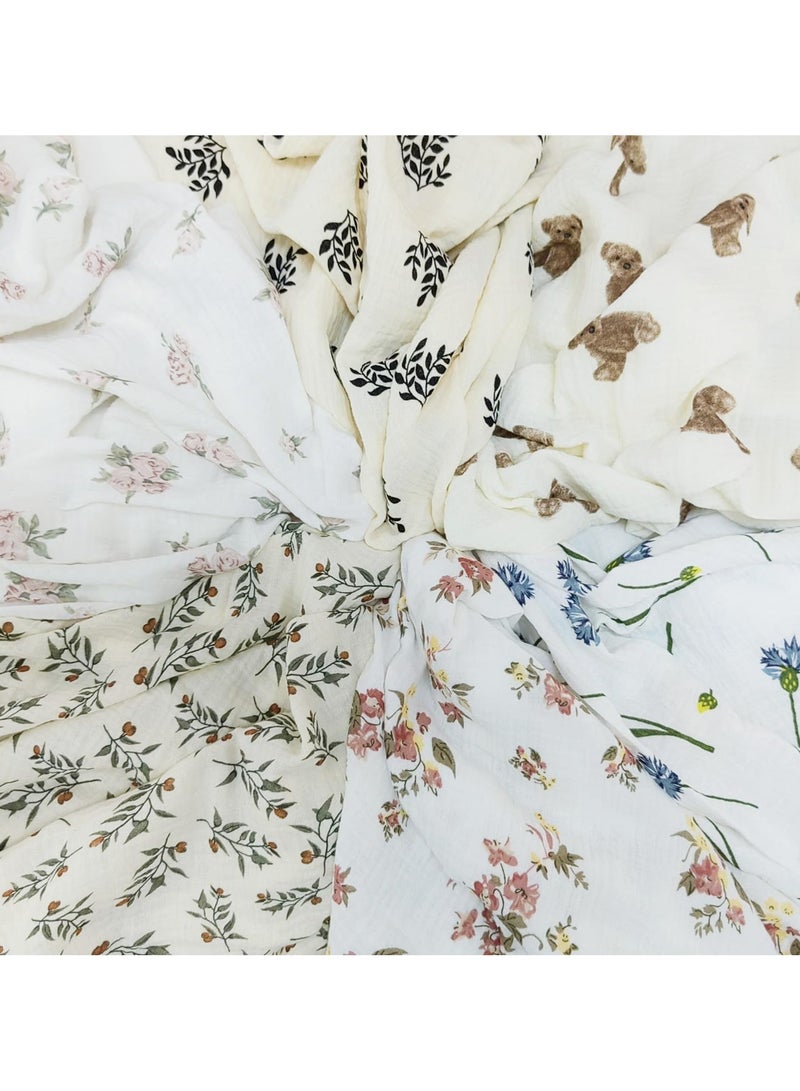 انسولار بطانية أطفال موسلين 1.2×1م، بطانية قماط بوهيمية مع شراشيب لديكور غرفة الأطفال والرضاعة (أزرق دانديليون) - Image 4