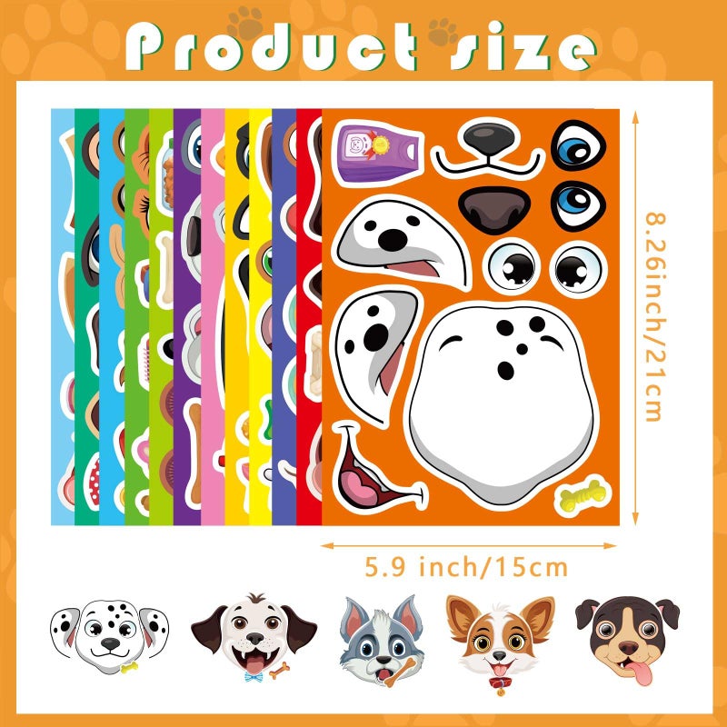DUJAA 48 Sheets Dog Stickers,Make a Face Stickers for Kids, Make Your Own Dog Sticker, Animal Sticker for Kids 3-5, Brithday Gift Party Favors, Teacher Reward Classroom Games Craft - Image 3