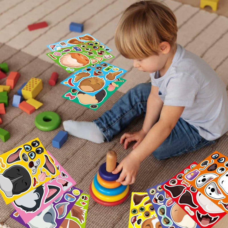 DUJAA 48 Sheets Dog Stickers,Make a Face Stickers for Kids, Make Your Own Dog Sticker, Animal Sticker for Kids 3-5, Brithday Gift Party Favors, Teacher Reward Classroom Games Craft - Image 5