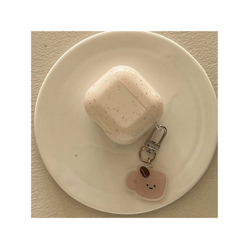 White Marble Ink Splash Earphone Case With Coffee Bean Pendant For Airpods Pro - Image 1
