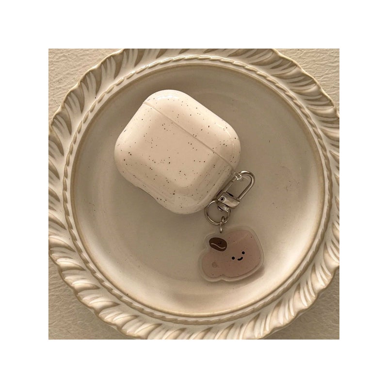 White Marble Ink Splash Earphone Case With Coffee Bean Pendant For Airpods Pro - Image 4