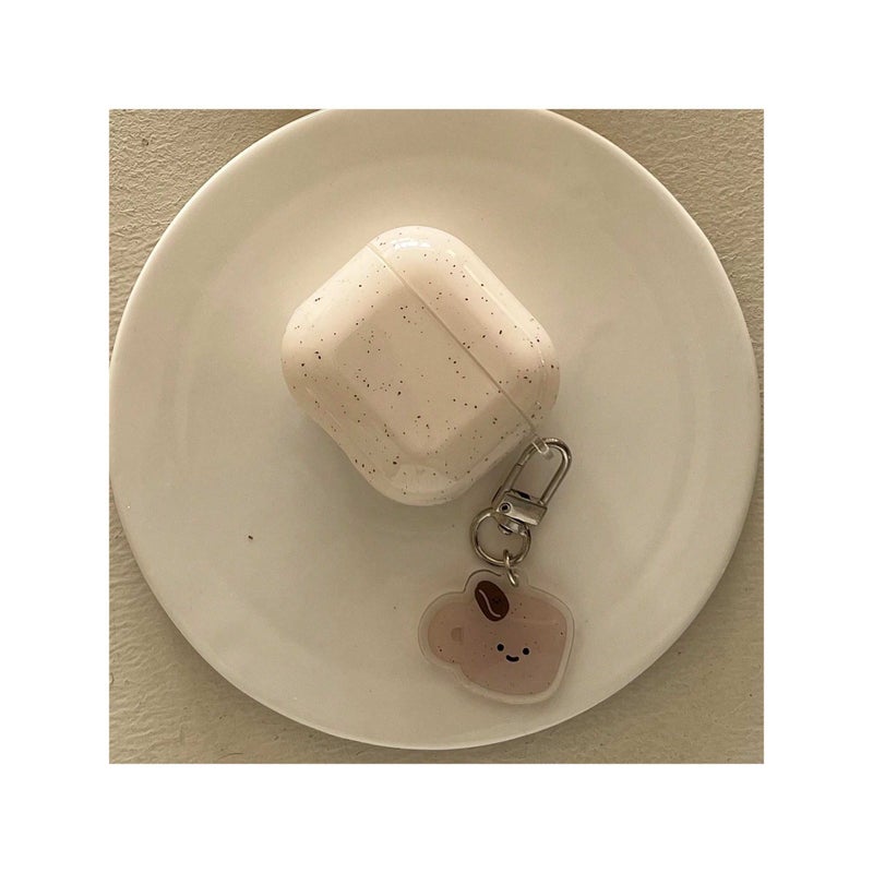 White Marble Ink Splash Earphone Case With Coffee Bean Pendant For Airpods Pro - Image 2